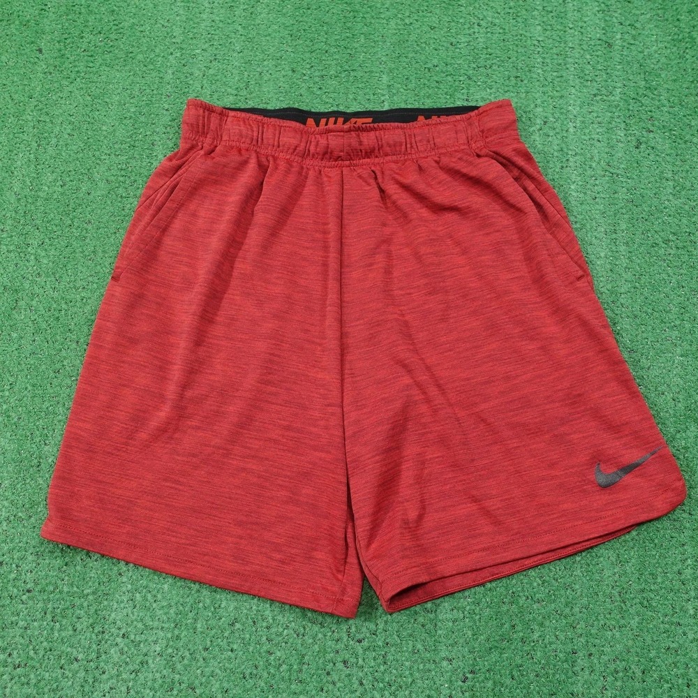 Nike Dri-FIT Shorts Mens M Red Athletic Microfiber Stretch Training 9 Inseam